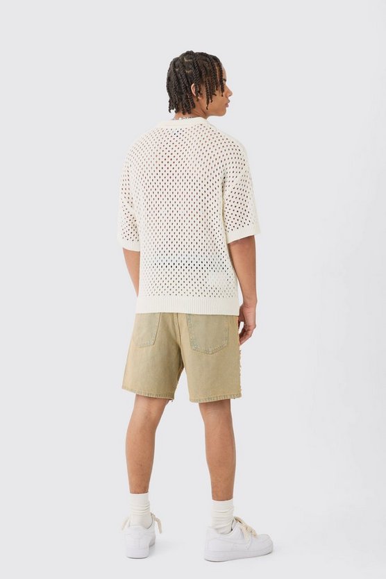 Lockere Jeansshorts mit Rissen