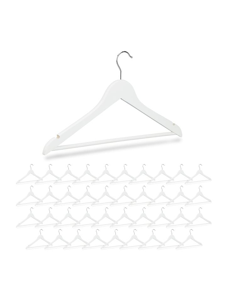 relaxdays 40 x Kleiderbügel in Weiß günstig kaufen onesize