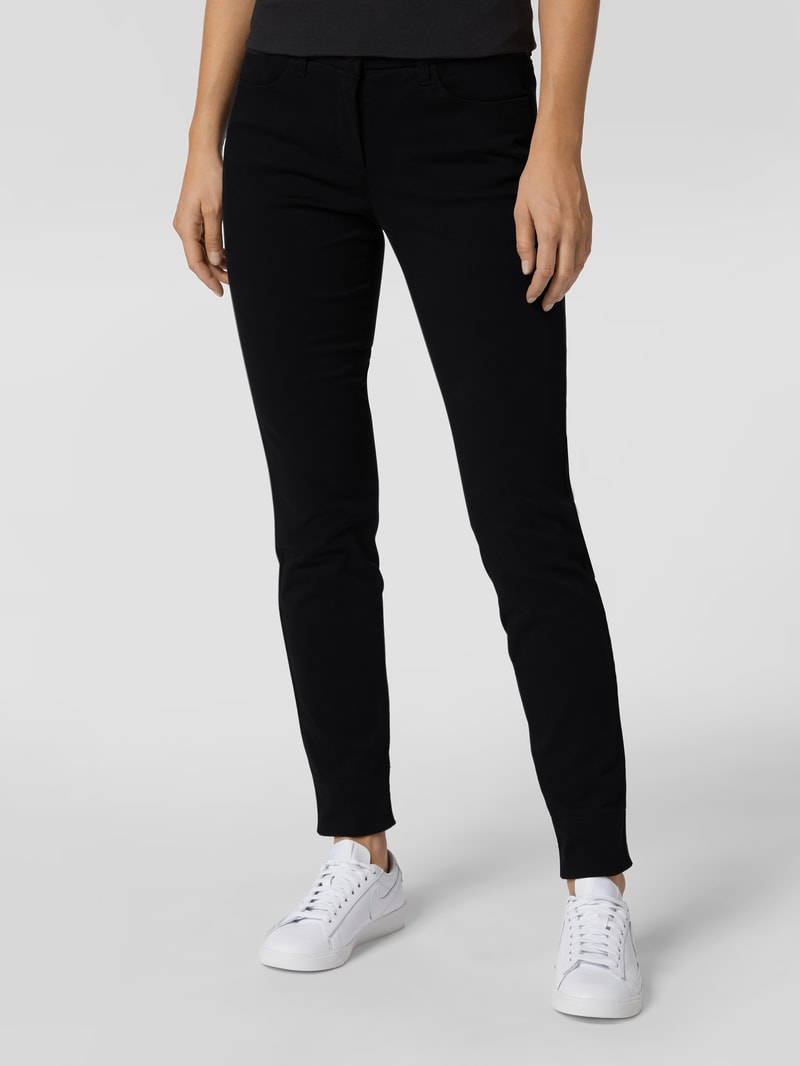 Skinny Fit Jeans mit Umschlag in schwarz