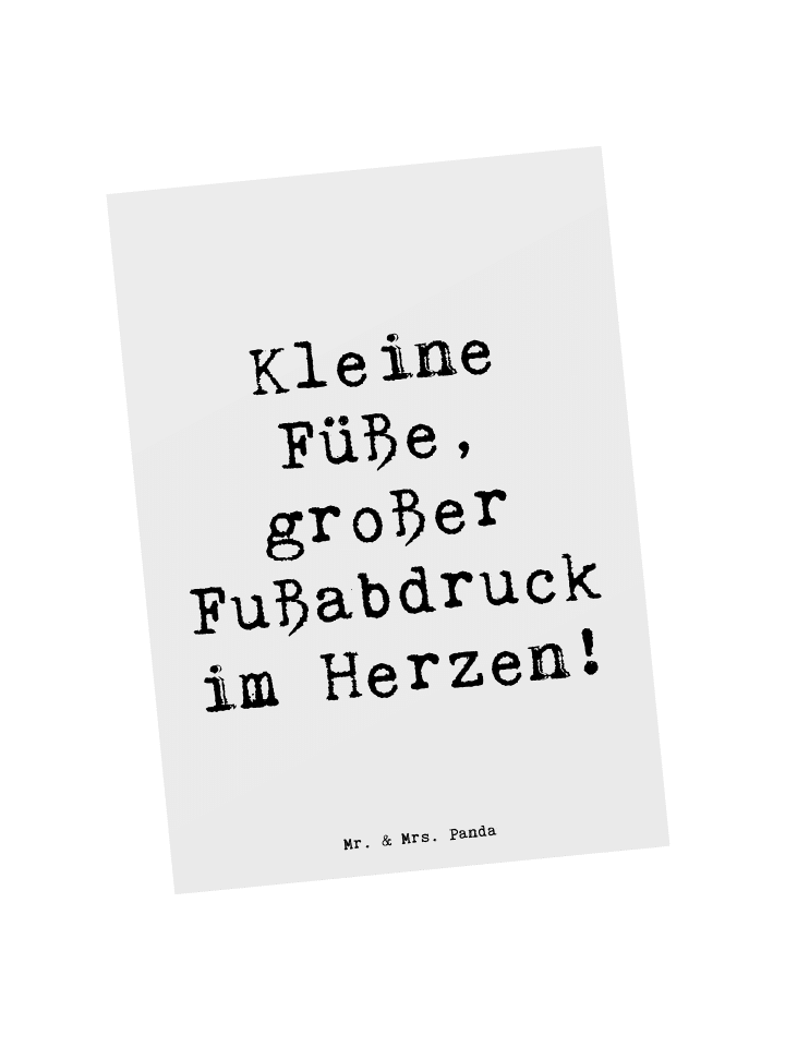 Mr. & Mrs. Panda Postkarte Kind Fußabdruck mit Spruch in Weiß günstig kaufen onesize