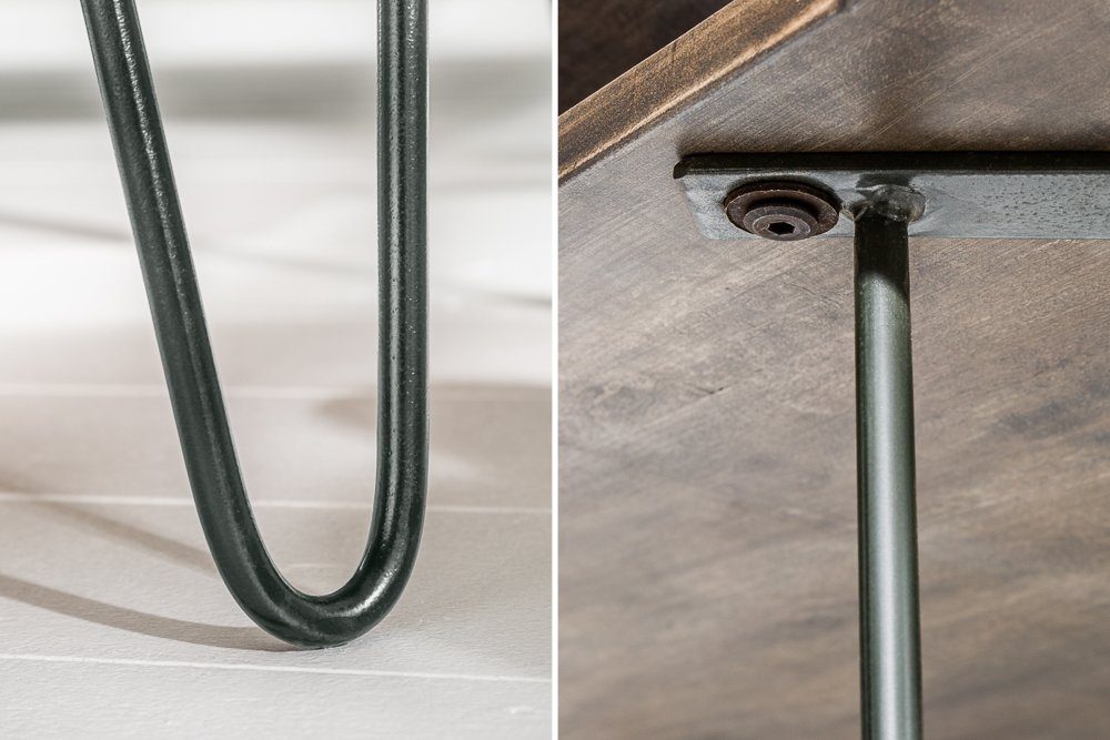 riess-ambiente Couchtisch SCORPION 100cm grau, Wohnzimmer · Massivholz · Metall · eckig · Hairpin Legs · Retro