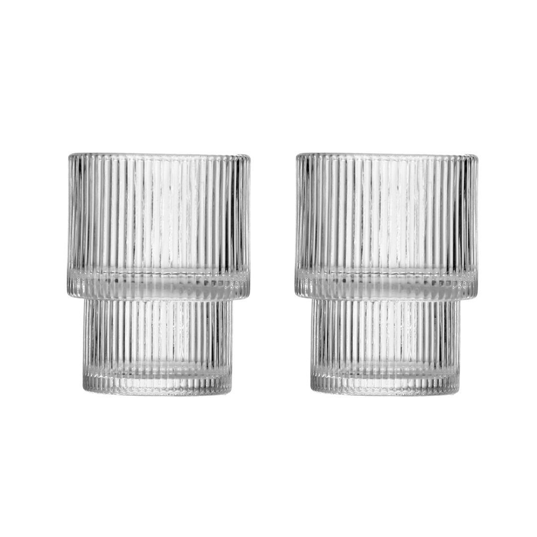 Zoha Glas Riffel Glas Geriffelte Gläser Rillenrelief - Latte Macchiato, Glas, Hitzebeständig - verschiedene Größen