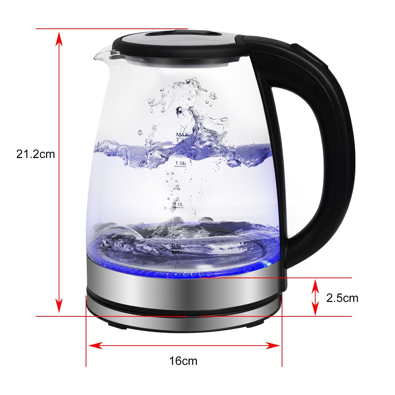 Gotoll Frühstücks-Set GLSH25+OZ331, Elektrischer 1,8 L Edelstahl Wasserkocher 4-Scheiben Toaster