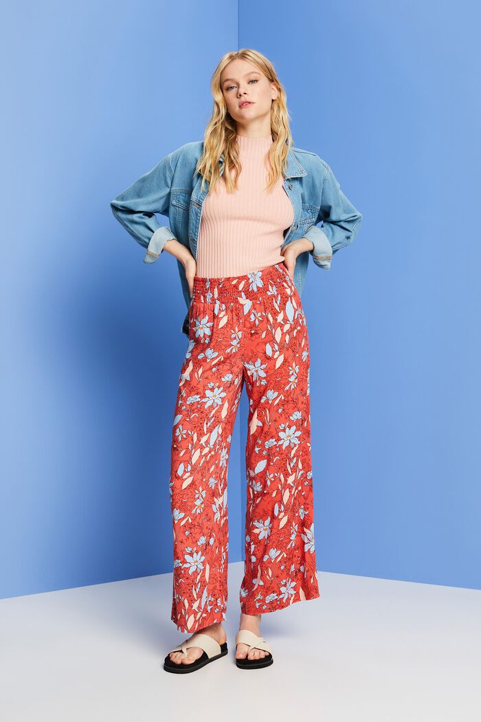 Gemusterte Pull-on-Hose mit weitem Bein