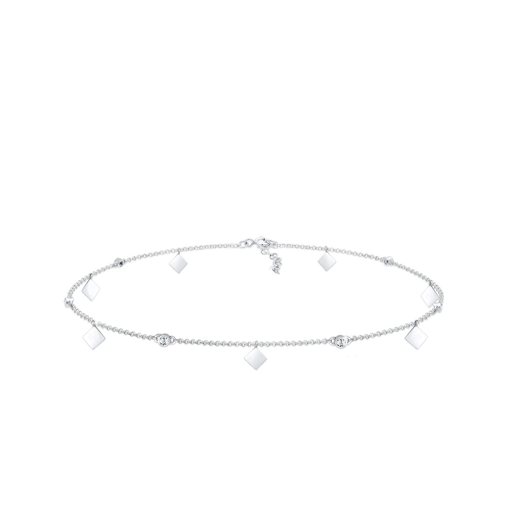 Elli Elli Collier Femmes Choker Solitaire Étincelant Géo avec Cristaux en Argent Sterl collier