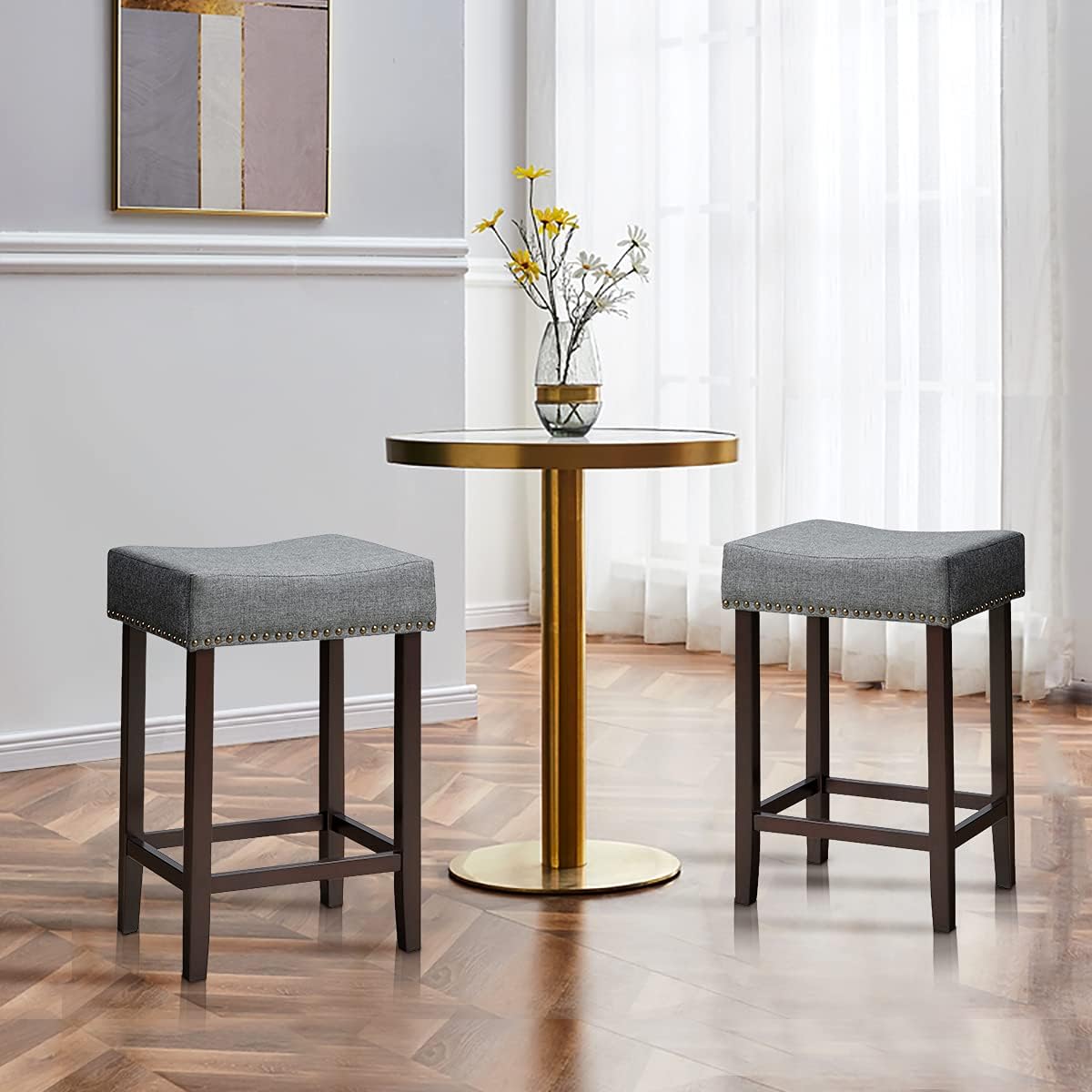 Costway 2er Set Barhocker Hochhocker, Thekenhocker ohne Lehne