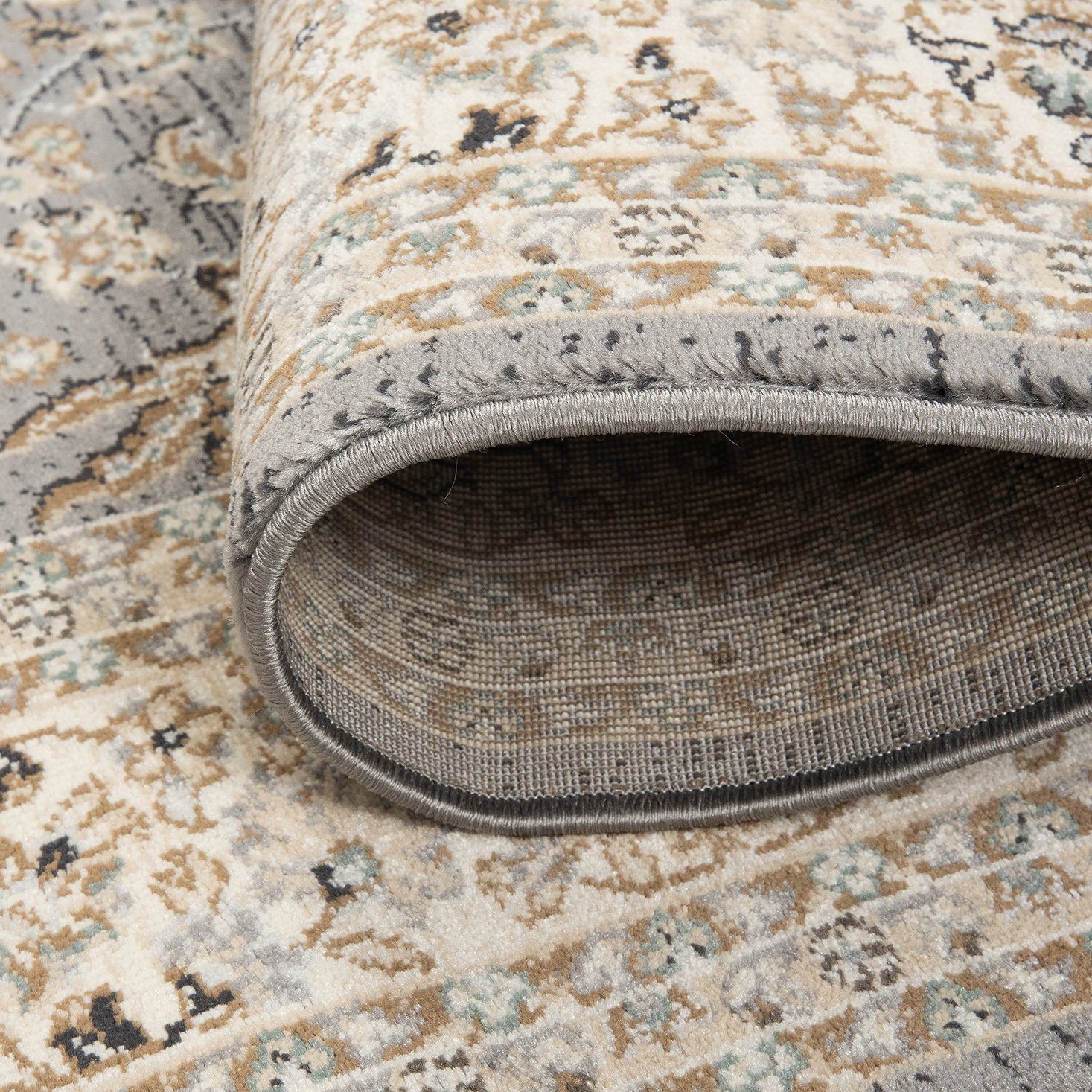 Orientteppich Oriente Teppich - Traditioneller Teppich Orient Grau, Mazovia, 60 x 100 cm, Geeignet für Fußbodenheizung, Pflegeleicht, Wohnzimmerteppich