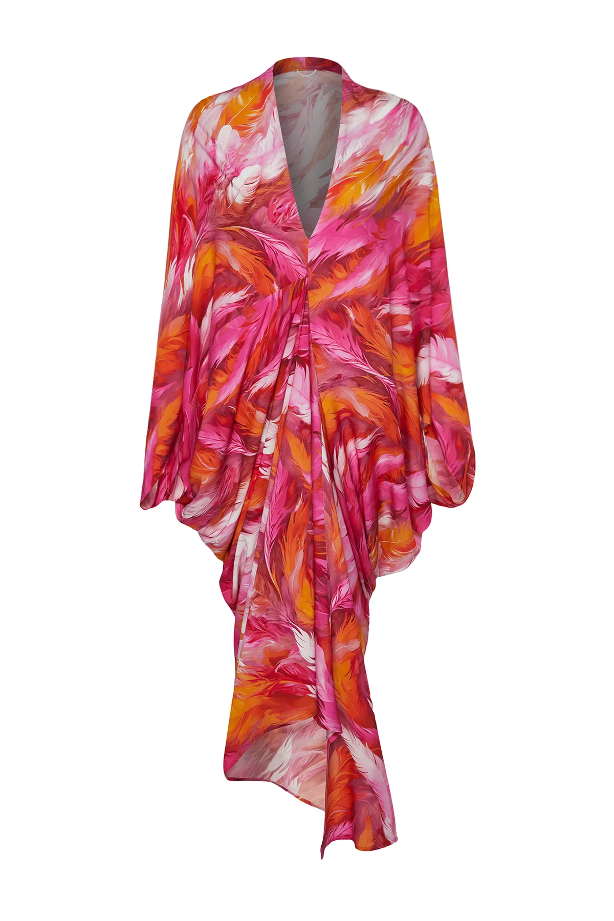 Trendyol Collection  Abstrakt gemustertes, weit geschnittenes, gerafftes Maxi-Strandkleid TBESS23EL00274