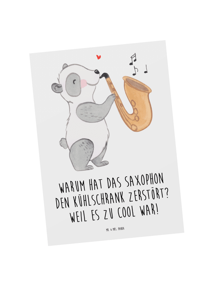 Mr. & Mrs. Panda Postkarte Saxophon Kühlschrank mit Spruch in Weiß günstig kaufen onesize