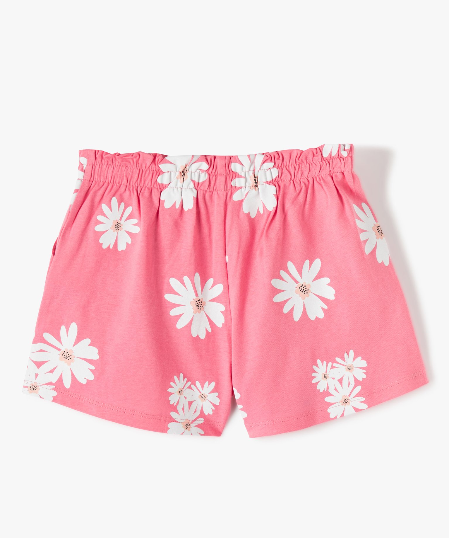 Short fille en maille imprimée à taille élastiquée rose | GEMO