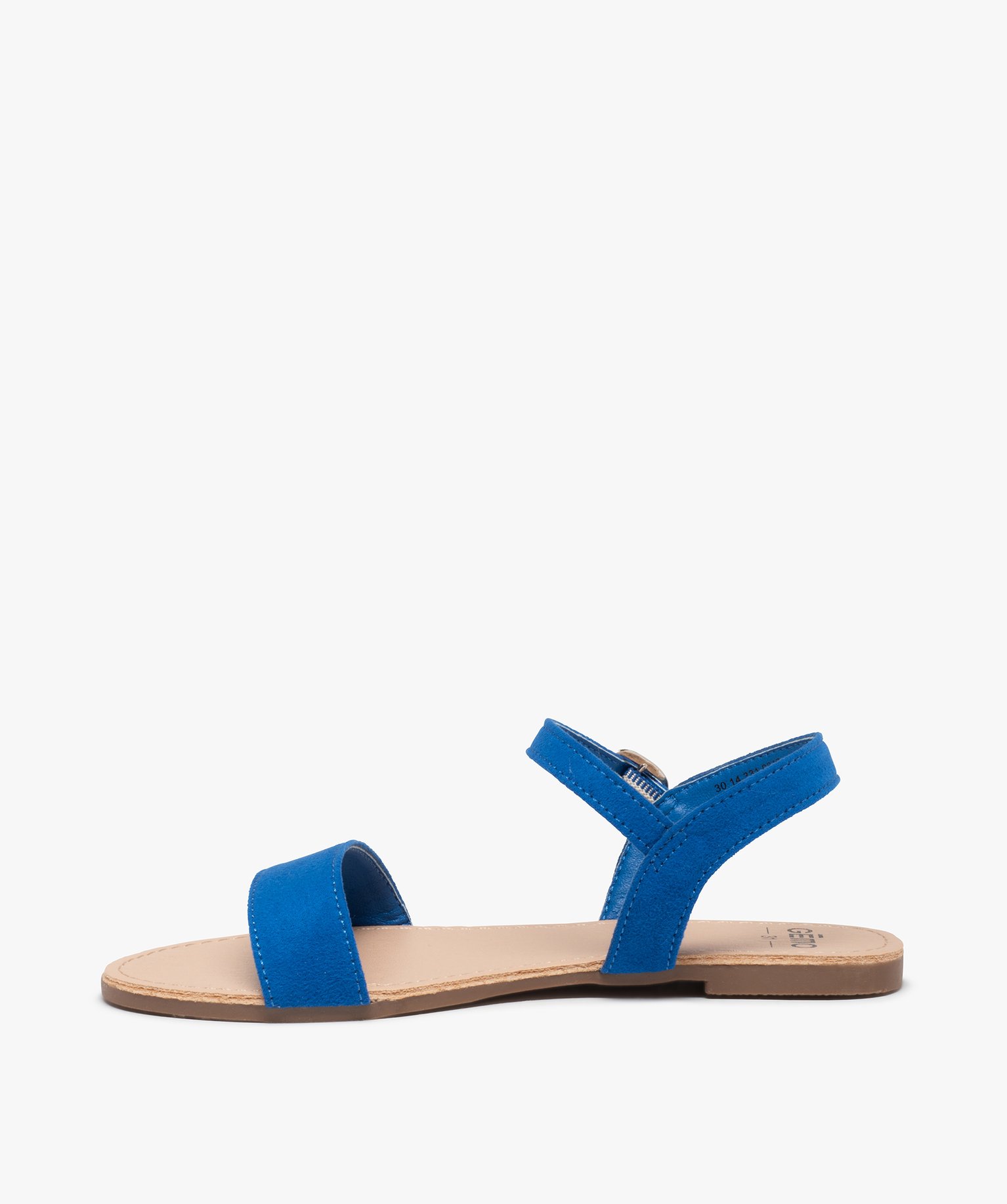 Sandales fille à brides droites en suédine unie bleu | GEMO