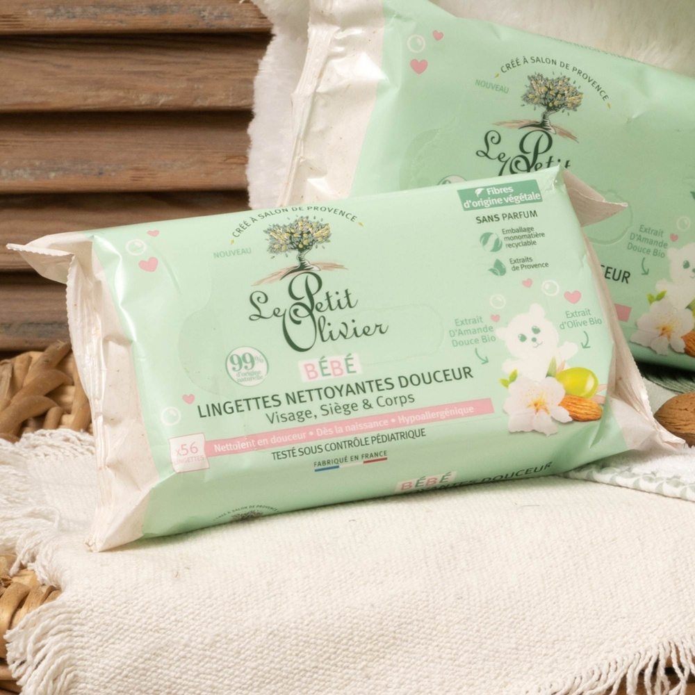 le petit olivier Lingettes Nettoyantes Douceur Visage, Siège & Corps Bébé Lingettes - Bébé