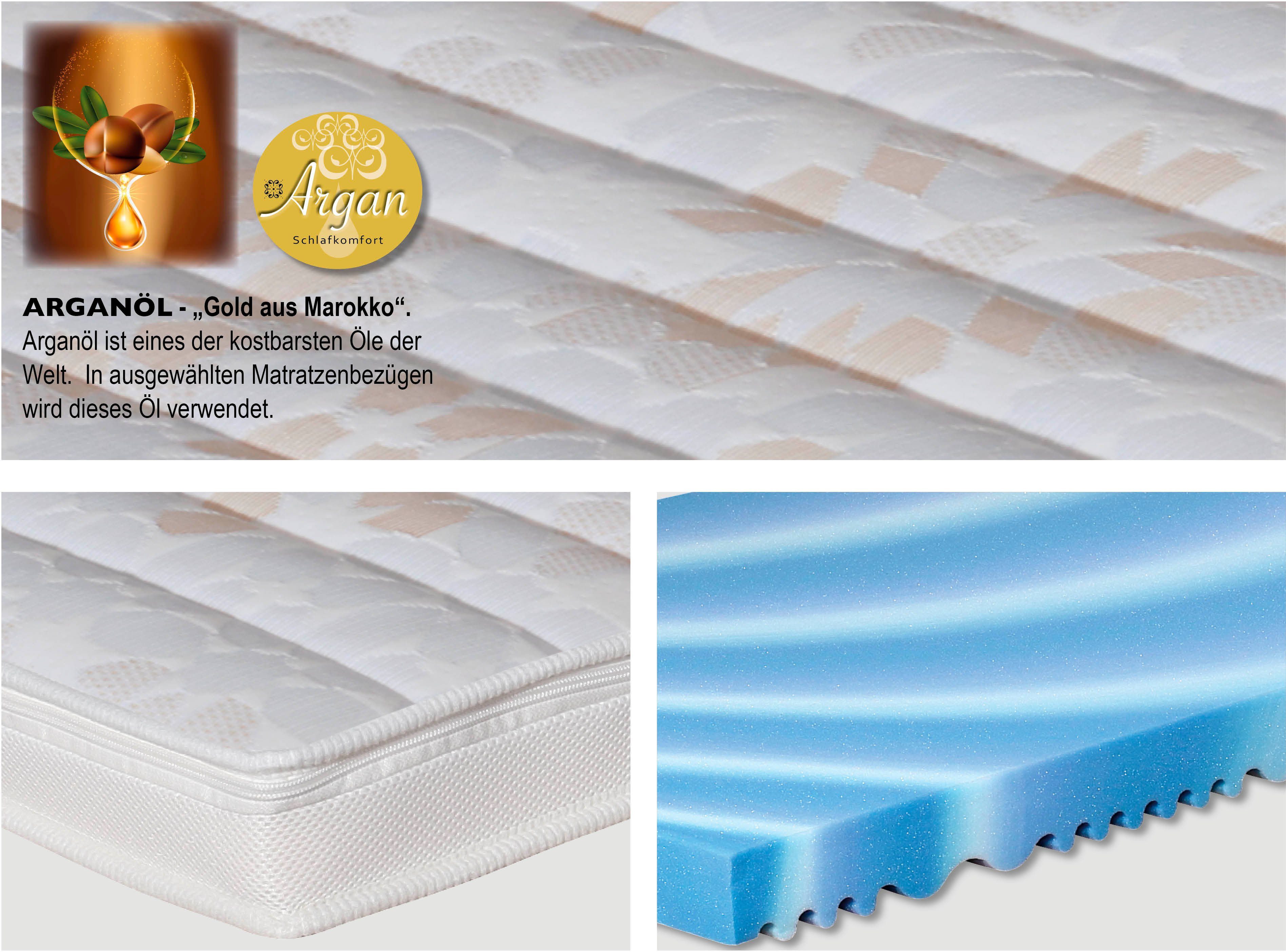 Topper Argan Top, Hn8 Schlafsysteme, 8 cm hoch, Gelschaum, Hochwertiger Doppeltuchbezug mit Argan Öl Bezugsveredelung.
