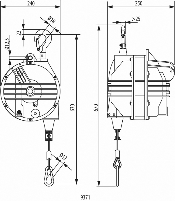 Rema 0629371 9371 Bilanciatore a molla per carichi pesanti 90,0-105,0 kg 629371