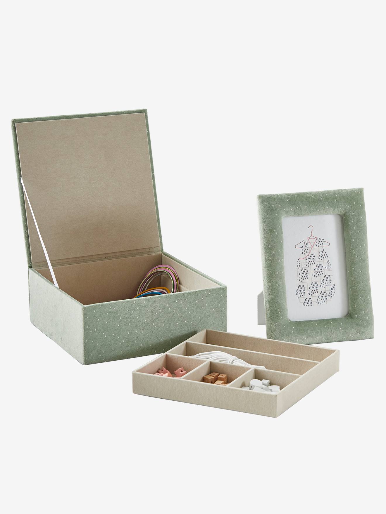 Vertbaudet Kinderzimmer Geschenk-Set: Bilderrahmen & Schatulle - grün