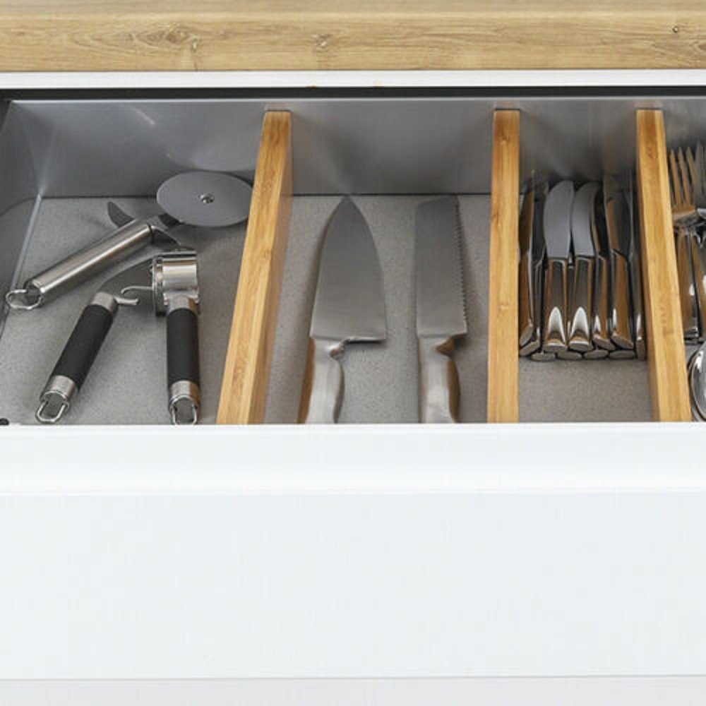 Meinposten Besteckeinsatz Besteckkasten Schubladeneinsatz Besteckeinsatz Holz Bambus verstellbar (4 St., 4-teilig), verstellbaren Schubladentrennern