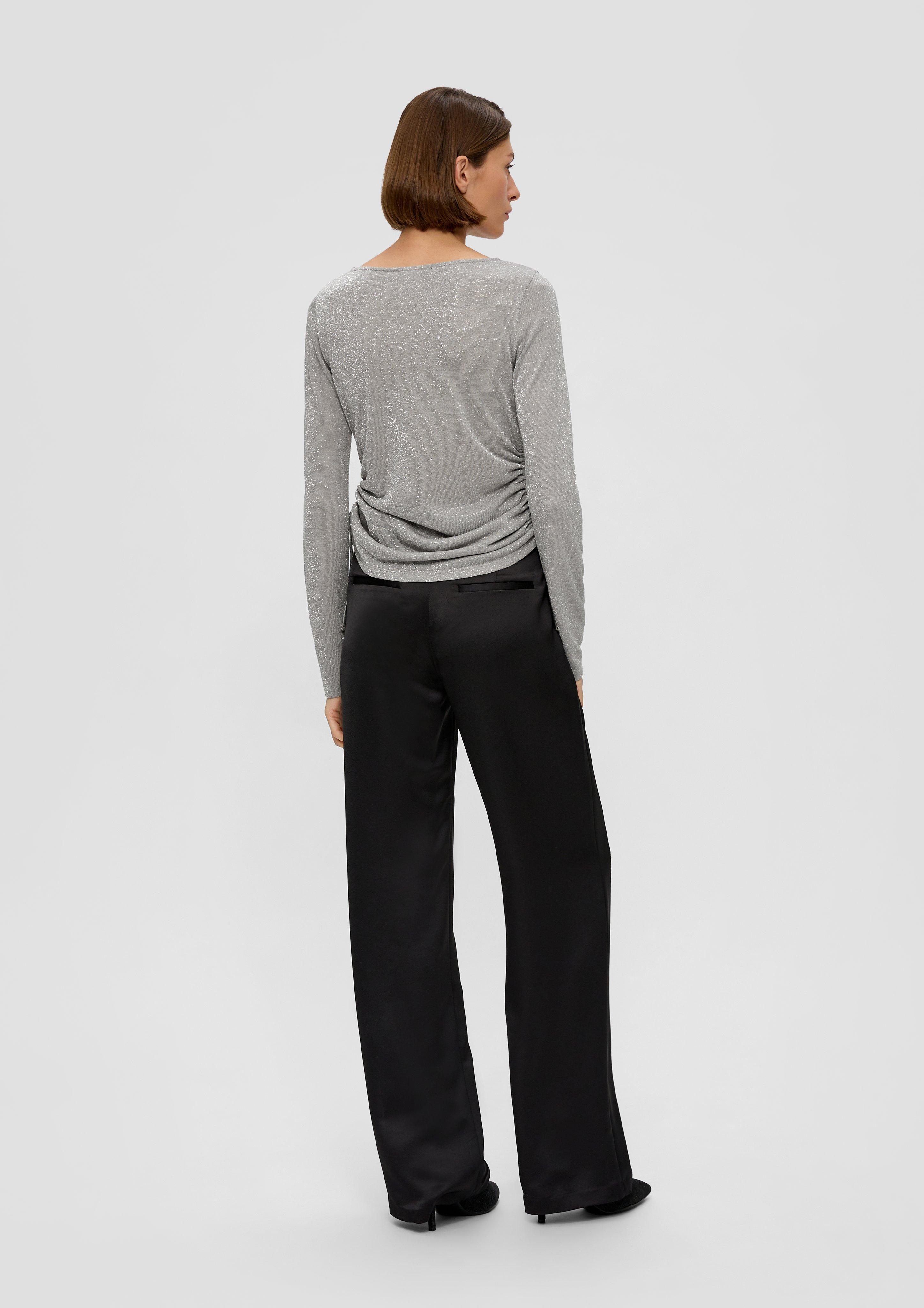 Glitzer-Longsleeve mit seitlicher Raffung  2137866-94X2