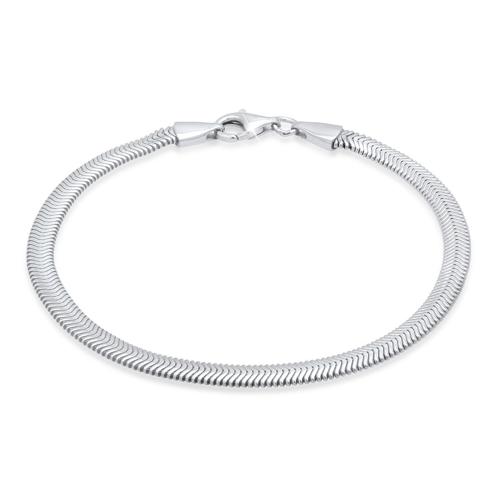 KUZZOI KUZZOI Bracelet Femme Flat Elegant Snake Chain Herringbone Trend en argent sterli Bracelet