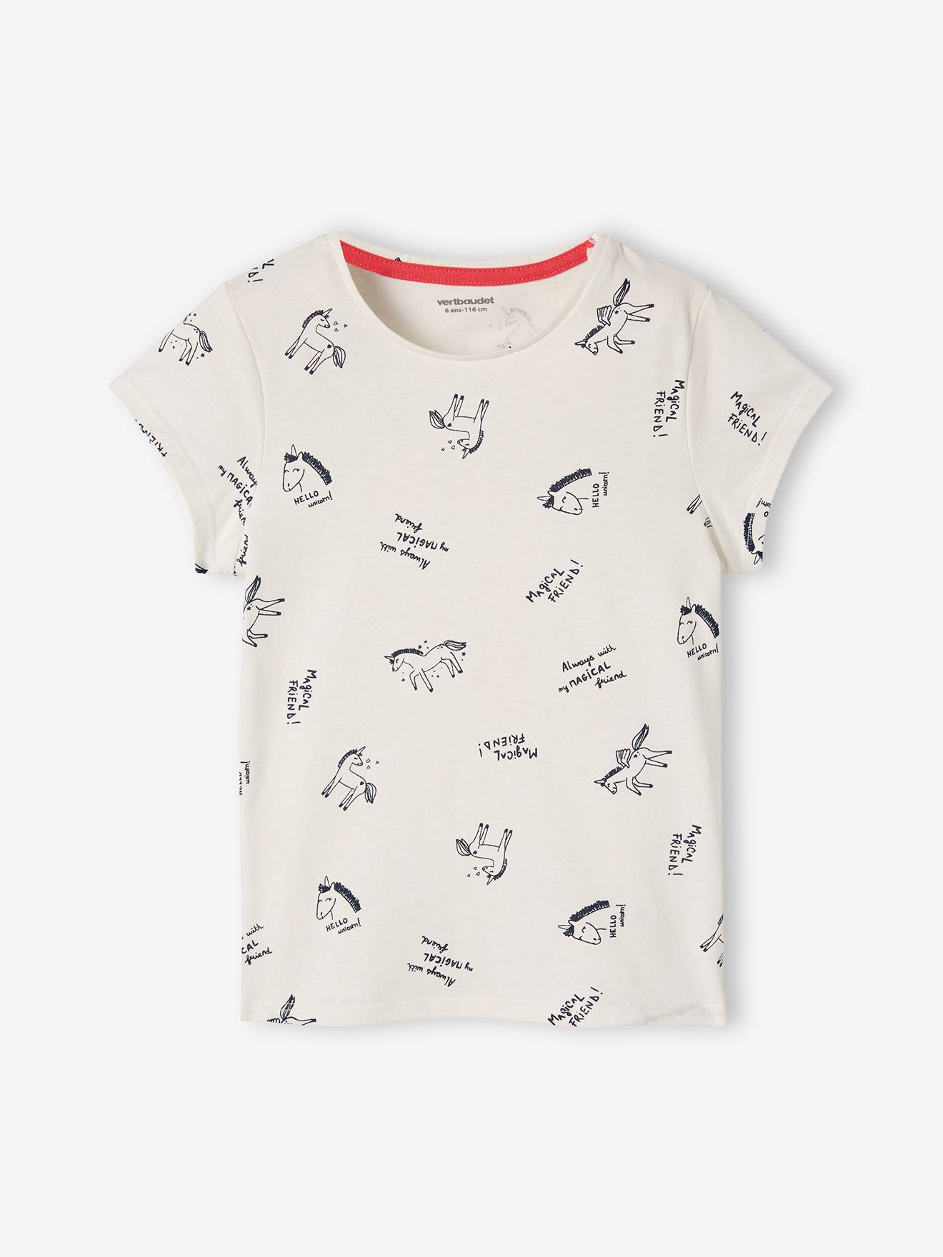 Vertbaudet 3er-Pack Mädchen T-Shirts, Glanzdetails BASIC Oeko-Tex - himbeer