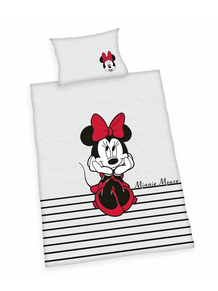 Herding 2 tlg. Renforcé Bettwäsche 100x135cm Disney Minnie Mouse in Grau günstig kaufen 100x135 cm