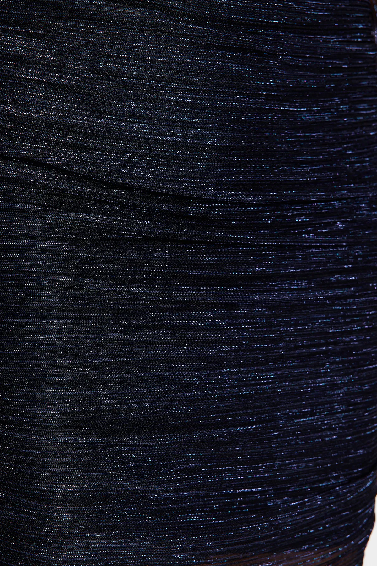 Trendyol Collection  Dunkelblaues, tailliertes, gestricktes, gefüttertes, glänzendes, elegantes Abendkleid TPRAW24EL00072