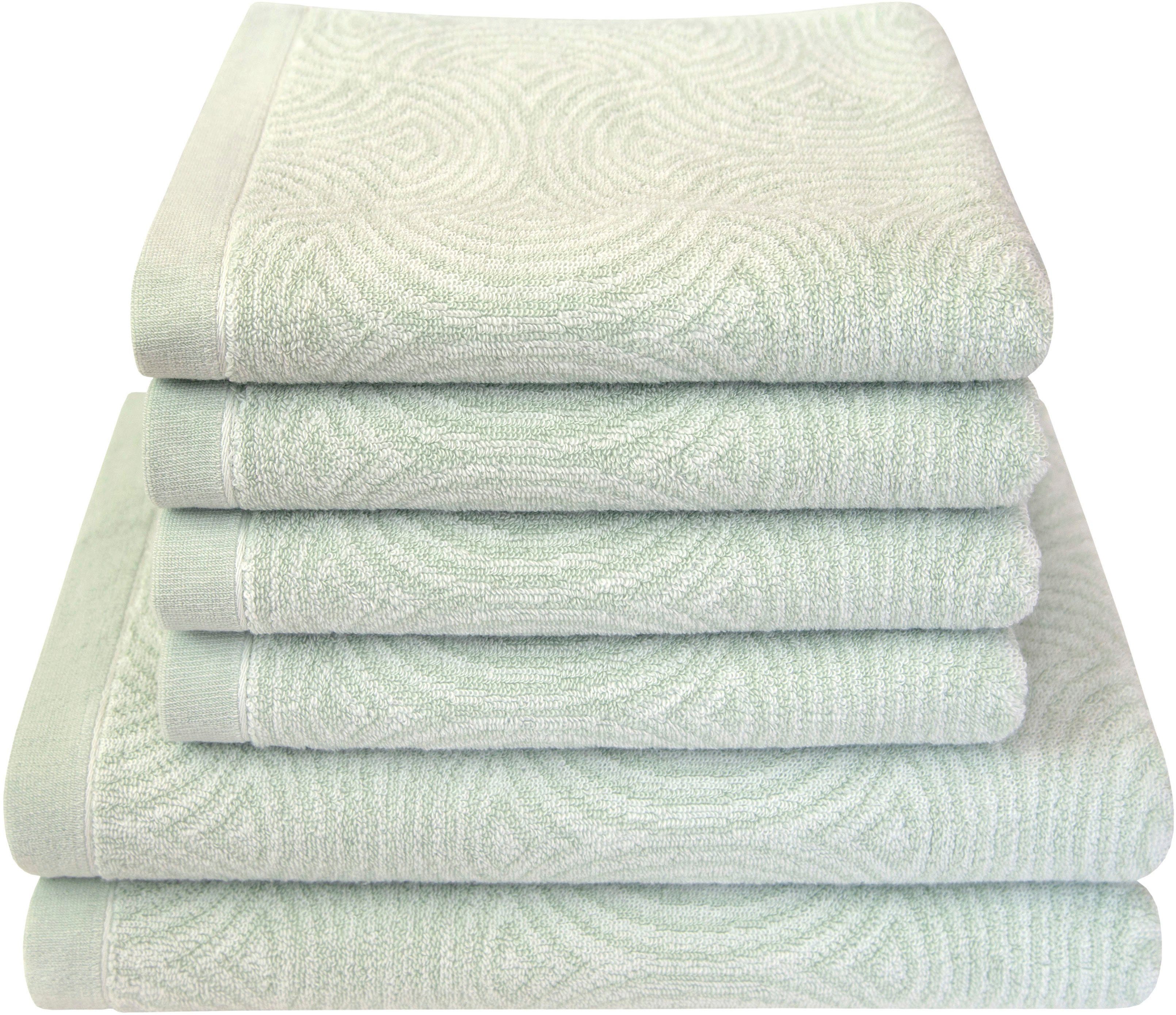 Dyckhoff Handtuch Set Landscape, Walkfrottier, (Set, 6-tlg)