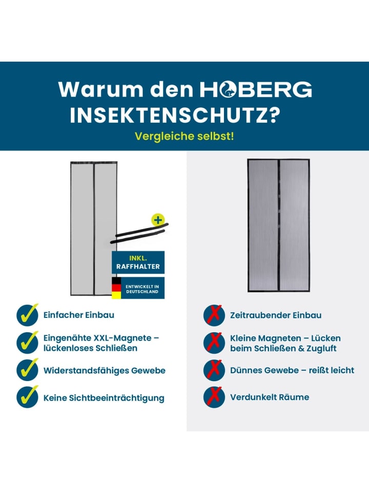 HOBERG Hoberg Tür-Insektenschutz - 80 x 210 cm - Schwarz günstig kaufen onesize