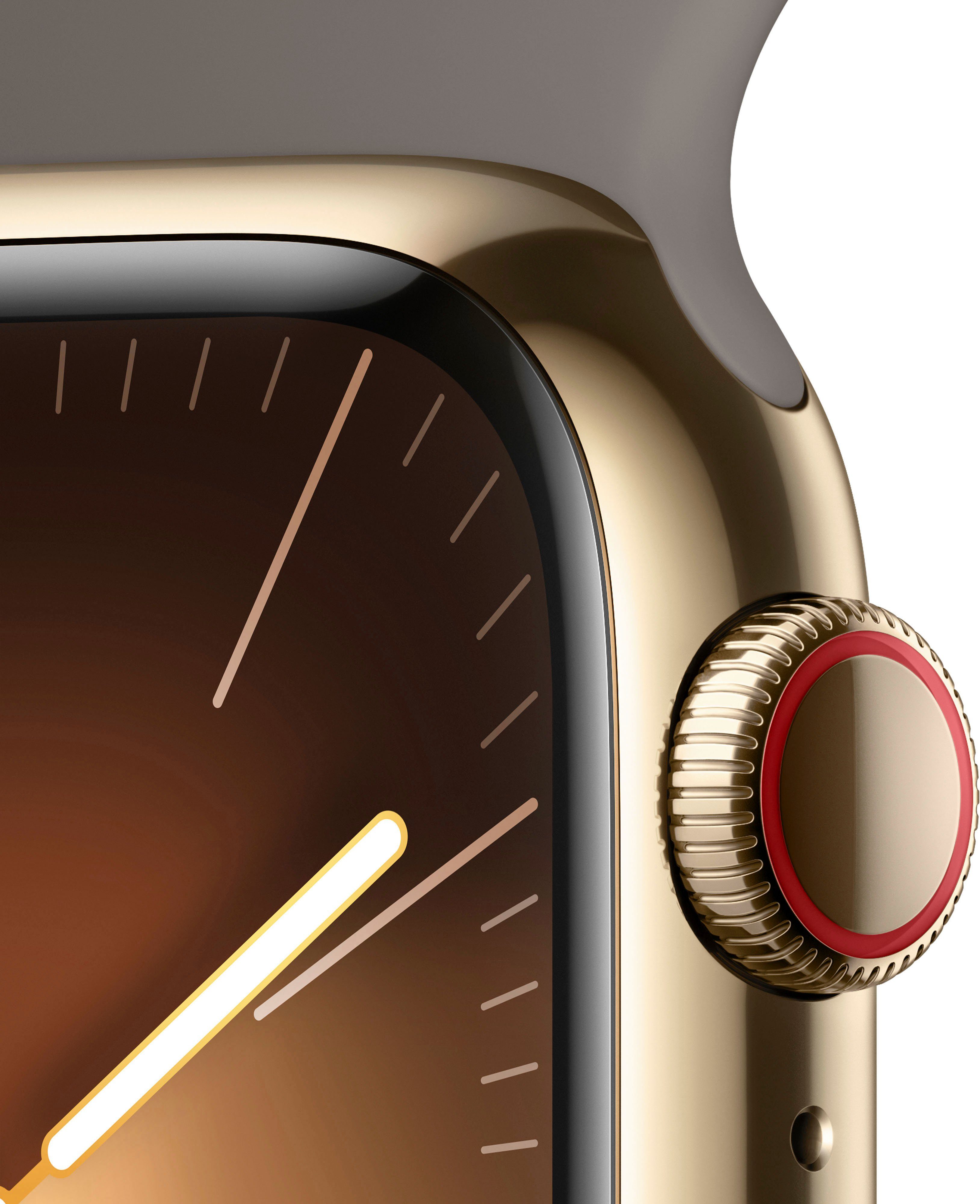 Apple Watch Series 9 GPS + Cellular 41mm Edelstahl Smartwatch (4,1 cm/1,61 Zoll, Watch OS 10), Sport Band