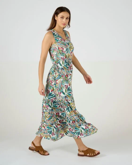 Robe longue maille à volants
