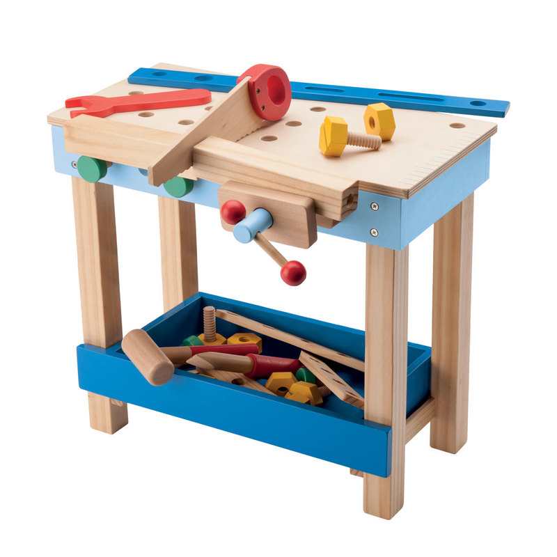 Établi de bricolage en bois avec ses outils Oxybul