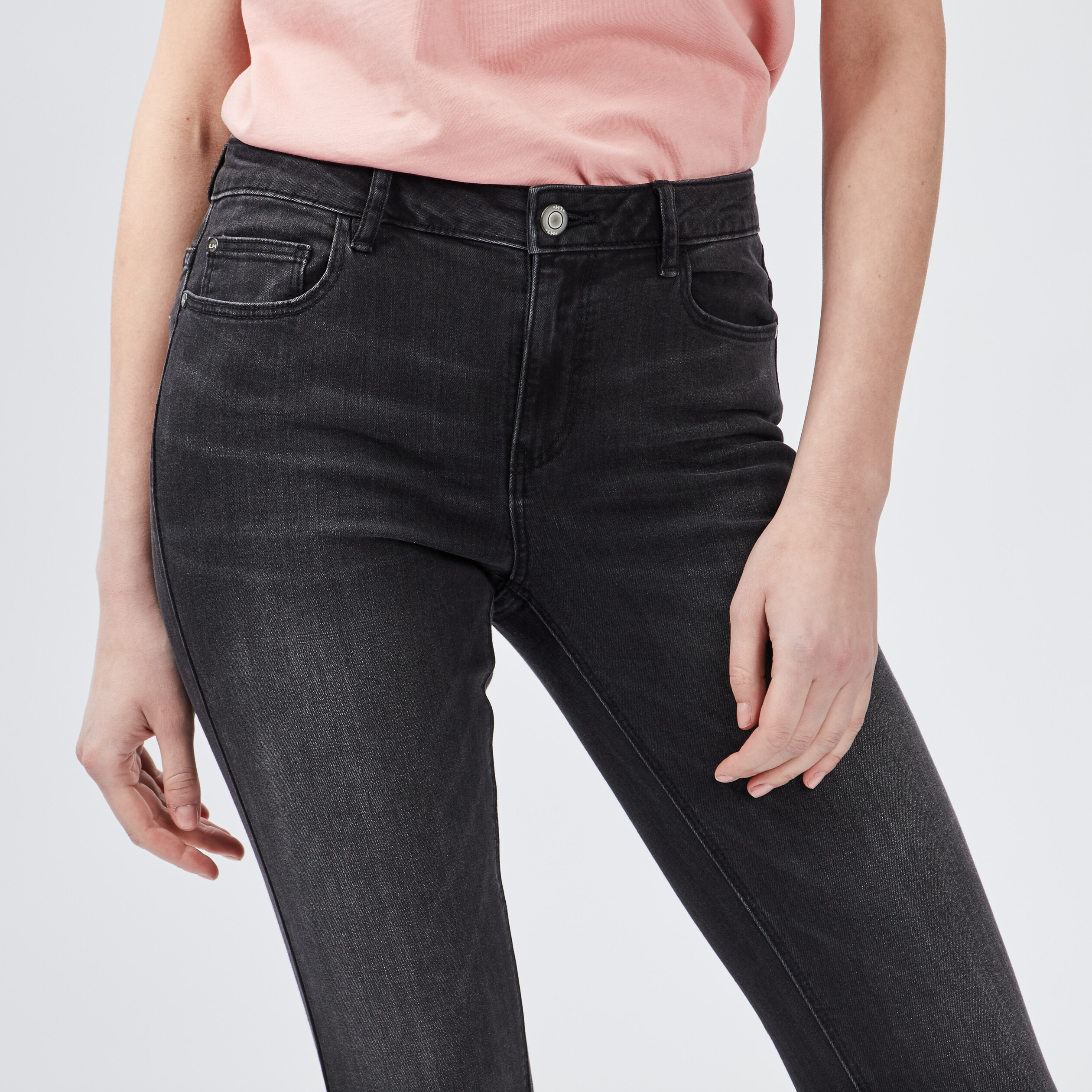 Jeans skinny 7 8ème taille standard noir femme | La Halle