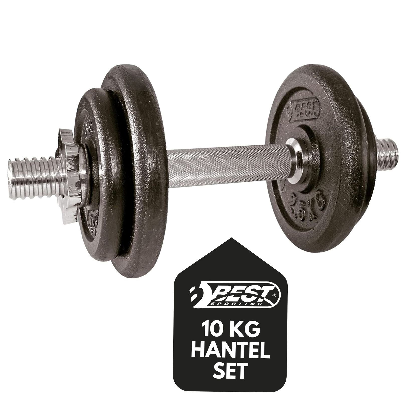 Best Sporting Hantel-Set Hantelset Kurzhantel Hanteln 10 kg aus Gusseisen mit Sternverschluss Hantel verstellbar für Männer und Frauen, Für Dein Workout und Fitnesstraining Zuhause Adjustable Dumbbell Set