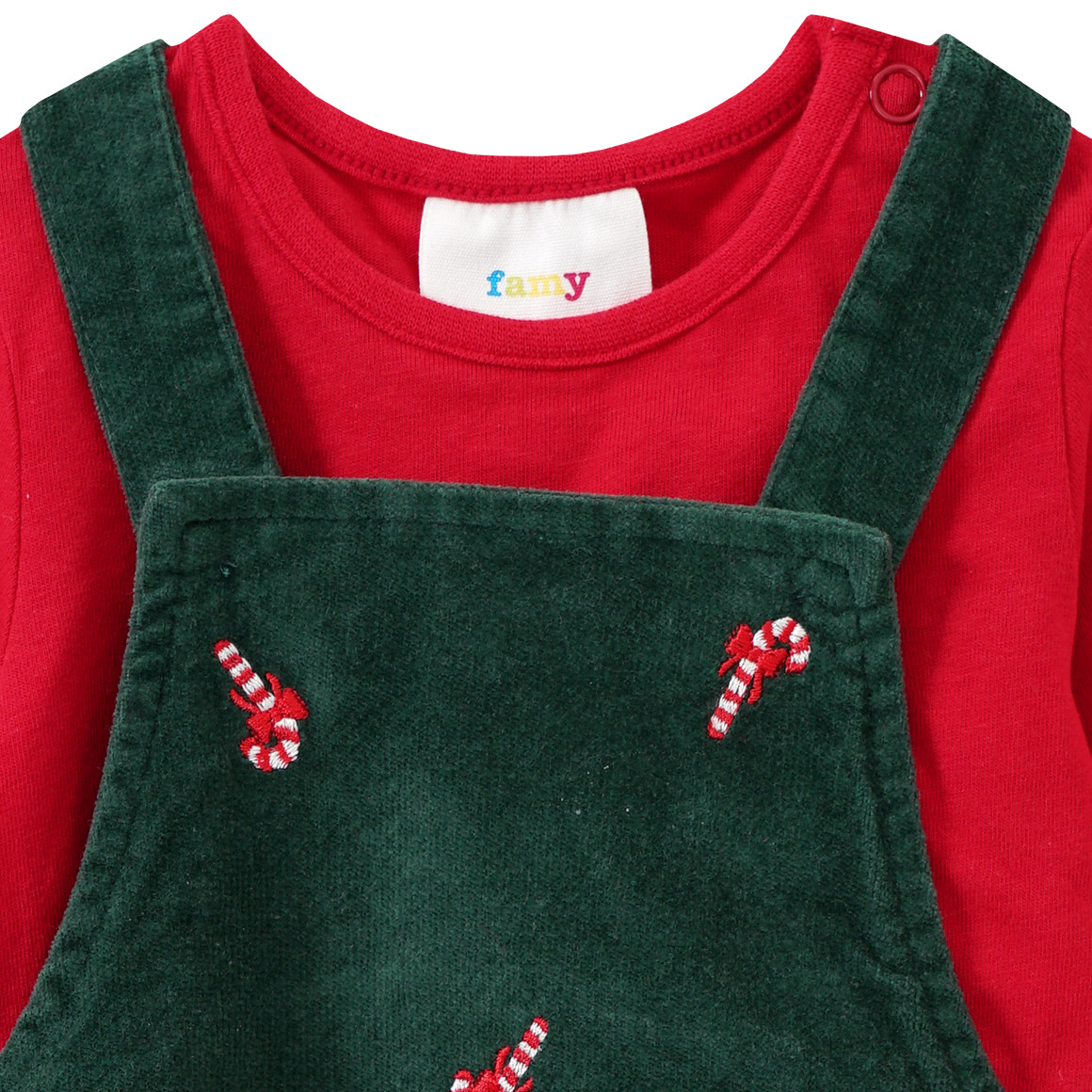 Baby Weihnachtskleid und Langarmshirt im Set dunkelgrün / rot
