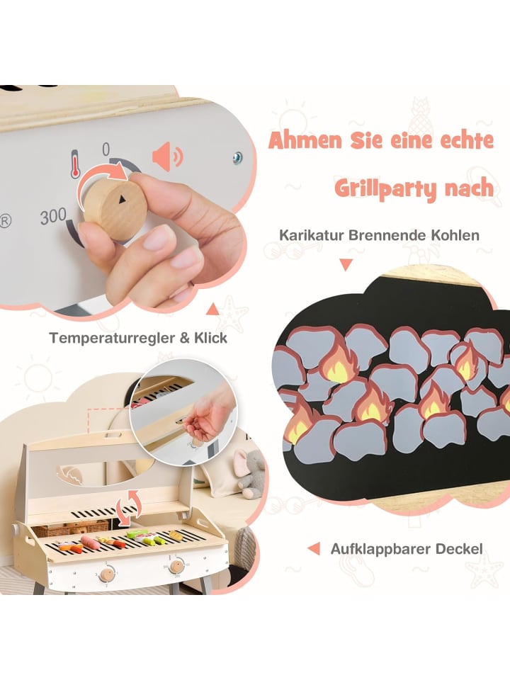 COSTWAY Grillspiel Set in Beige günstig kaufen 37 cm