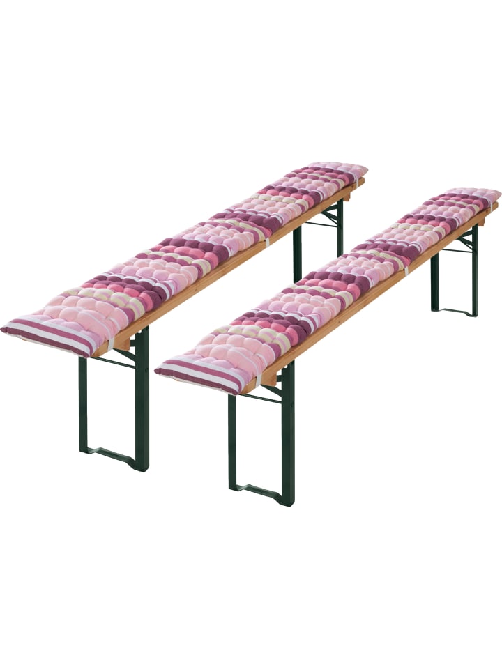 REDBEST buntgewebt, Baumwolle Bierbank-Auflage 2er-Pack in pink günstig kaufen 220 cm