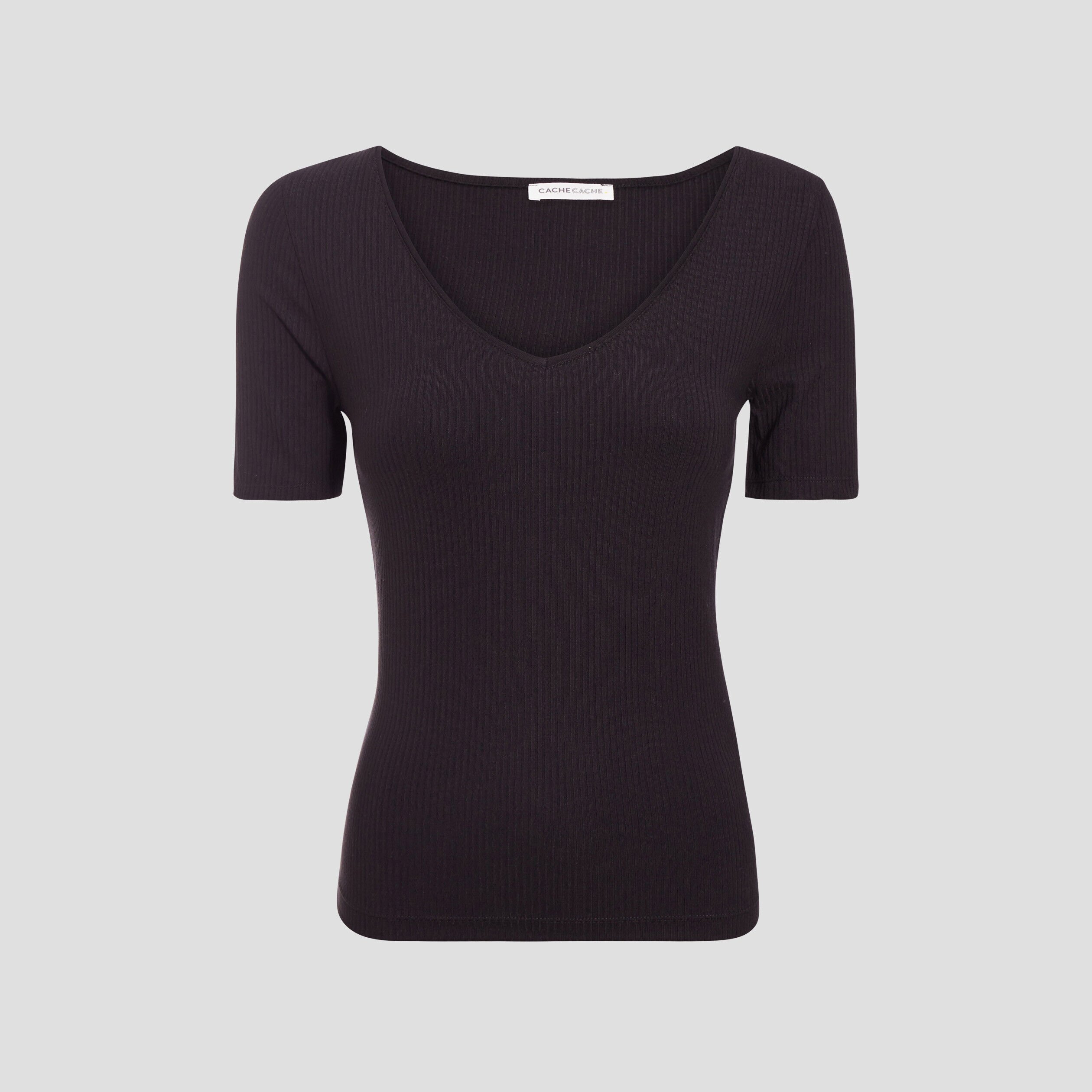 T-shirt manches courtes noir femme | Cache Cache