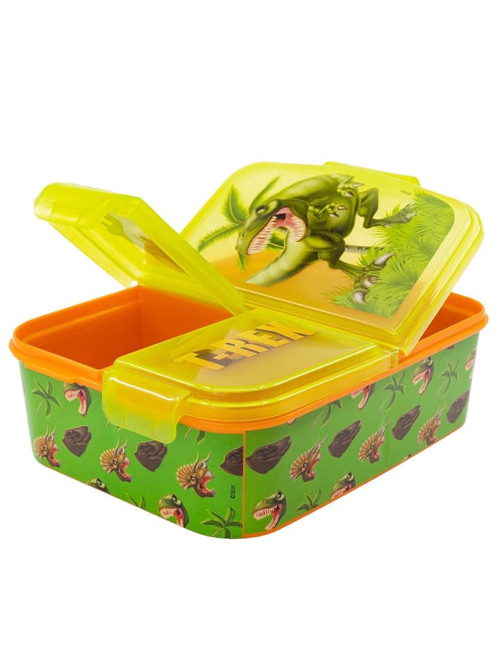 Stor Brotdose | 3 getrennte Fächer | T-Rex Dinosaurier | Lunch Vesper Dose günstig kaufen onesize
