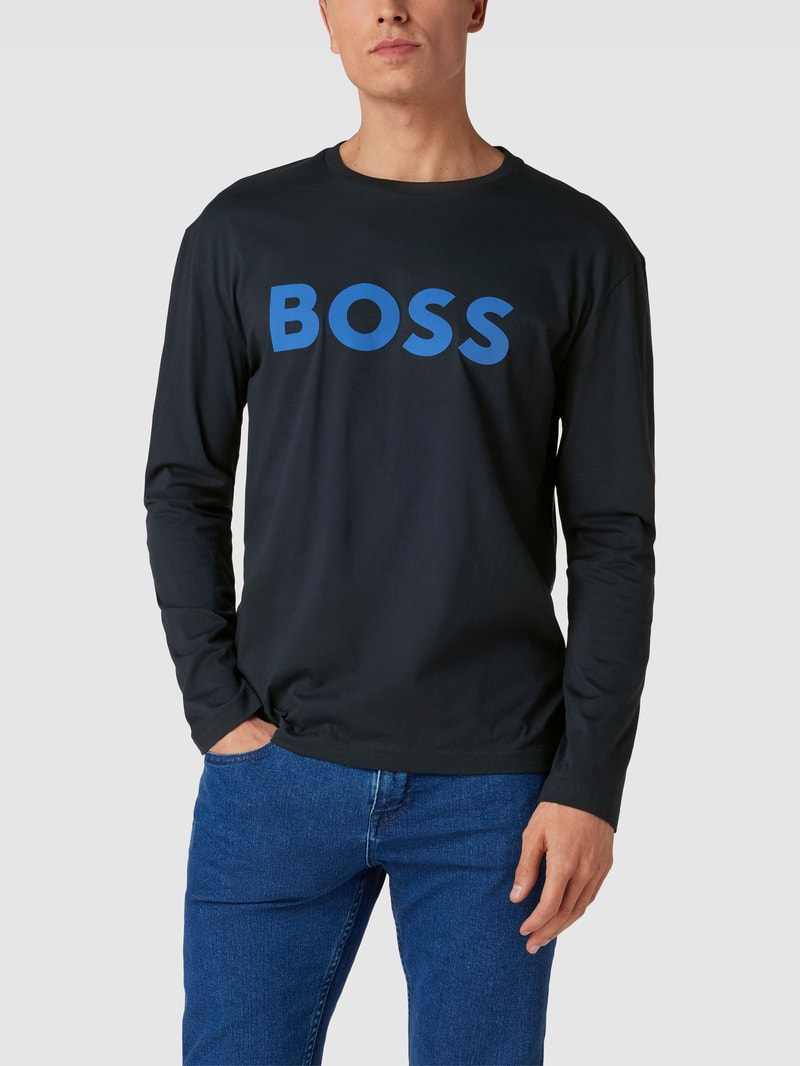 Longsleeve mit Label-Detail in dunkelblau