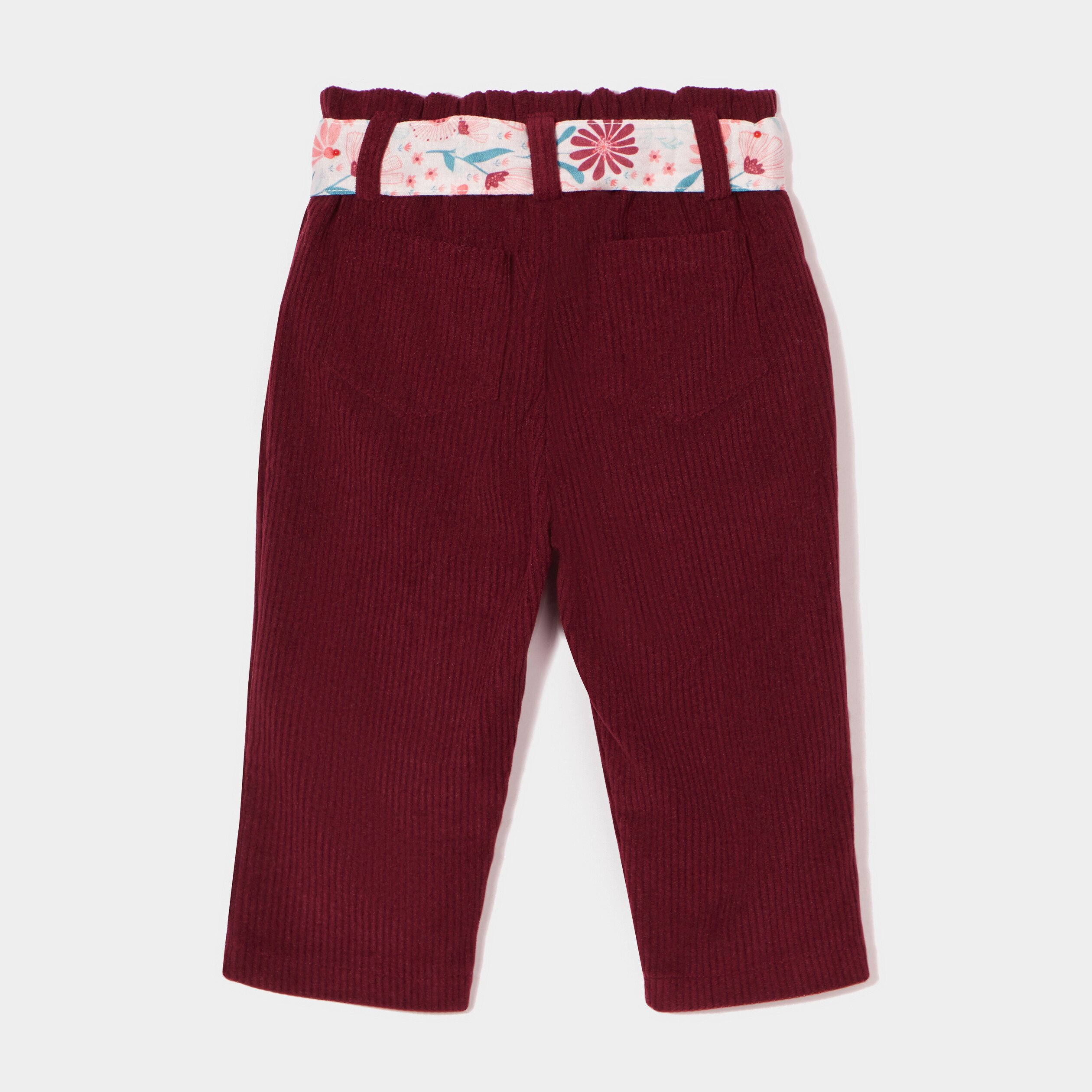 Pantalon velours paperbag Creeks rouge foncé bébé fille | La Halle