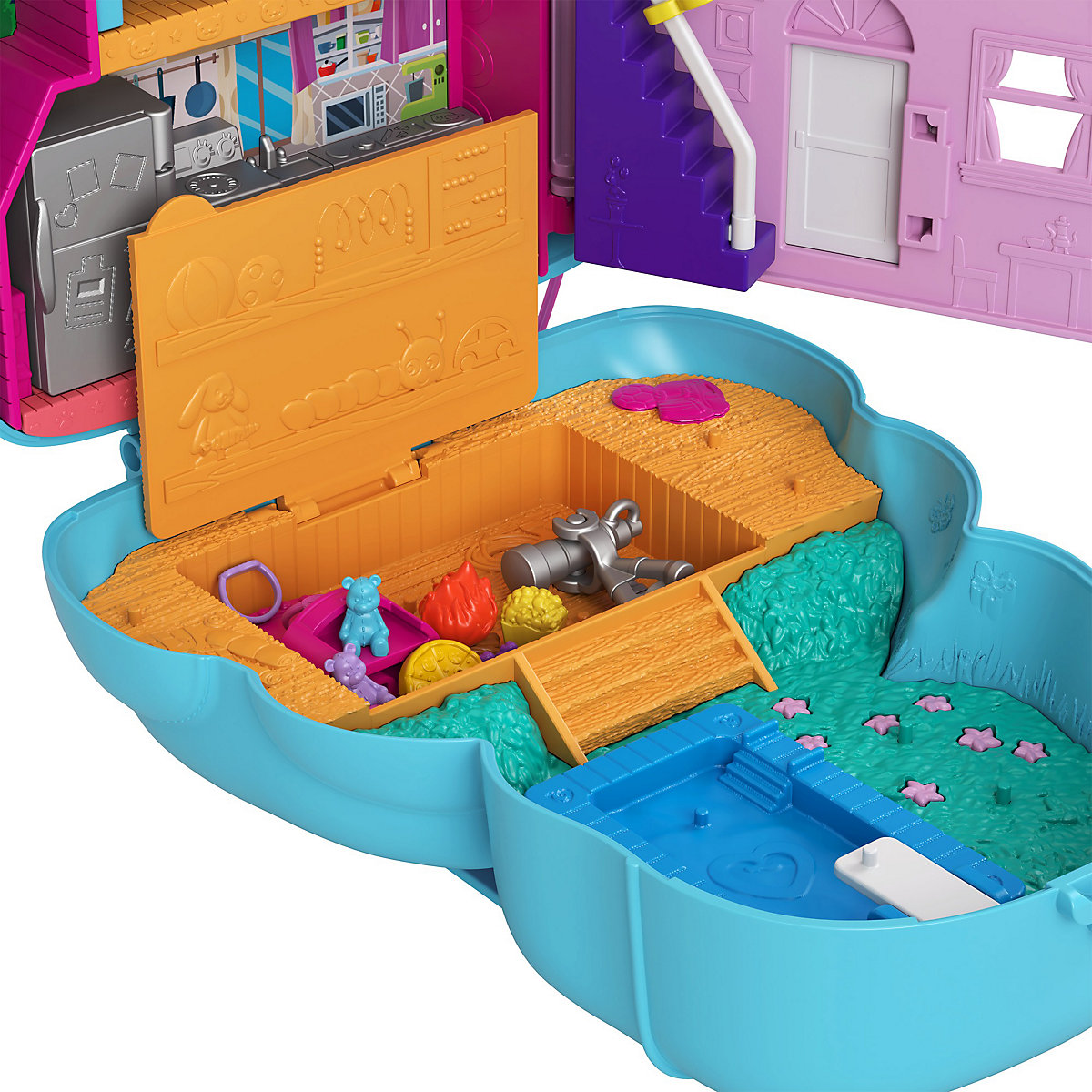 Polly Pocket Sleepover Teddybär-Tasche, inkl. 2 Figuren & Zubehör