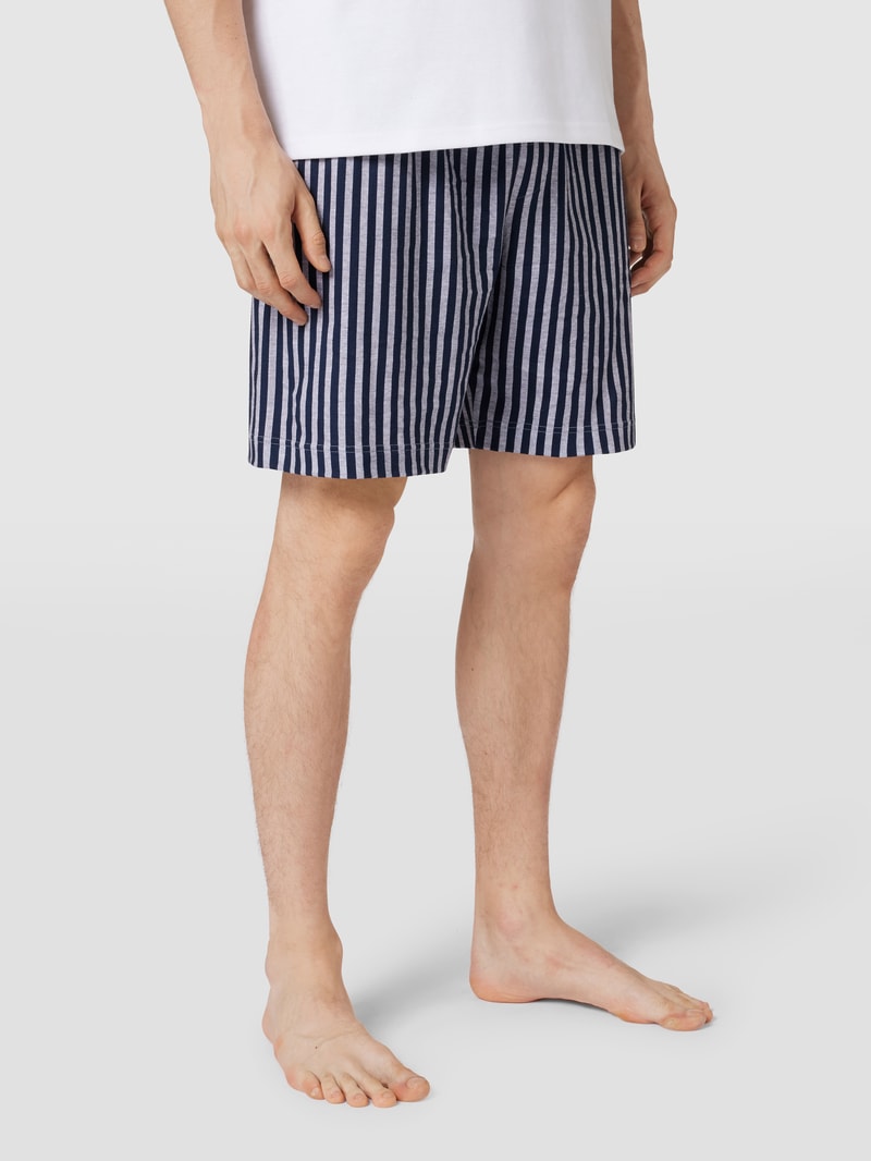 Pyjama-Shorts mit Streifenmuster in mittelgrau meliert
