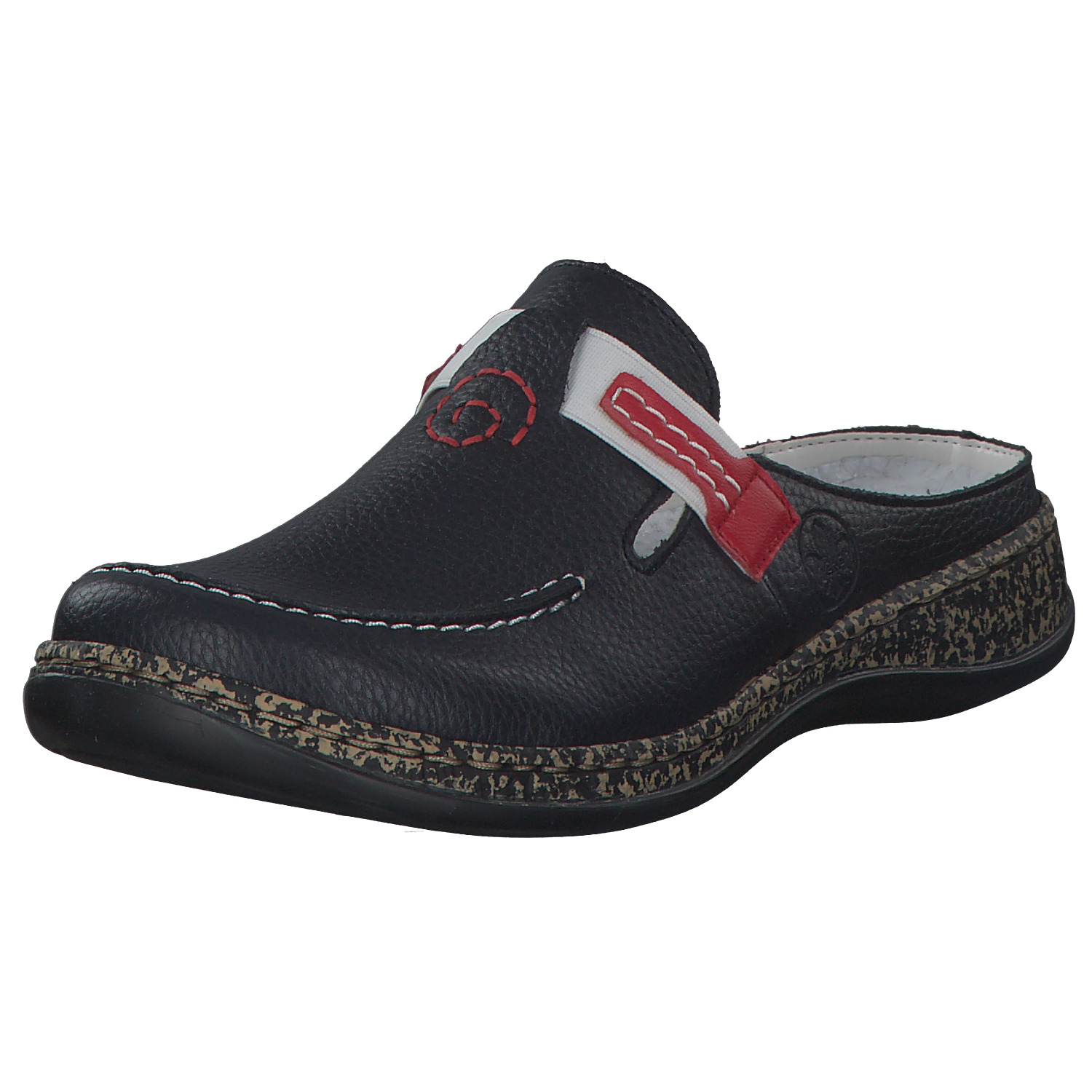 Rieker 46393, Pantoletten, Damen, navy/rosso