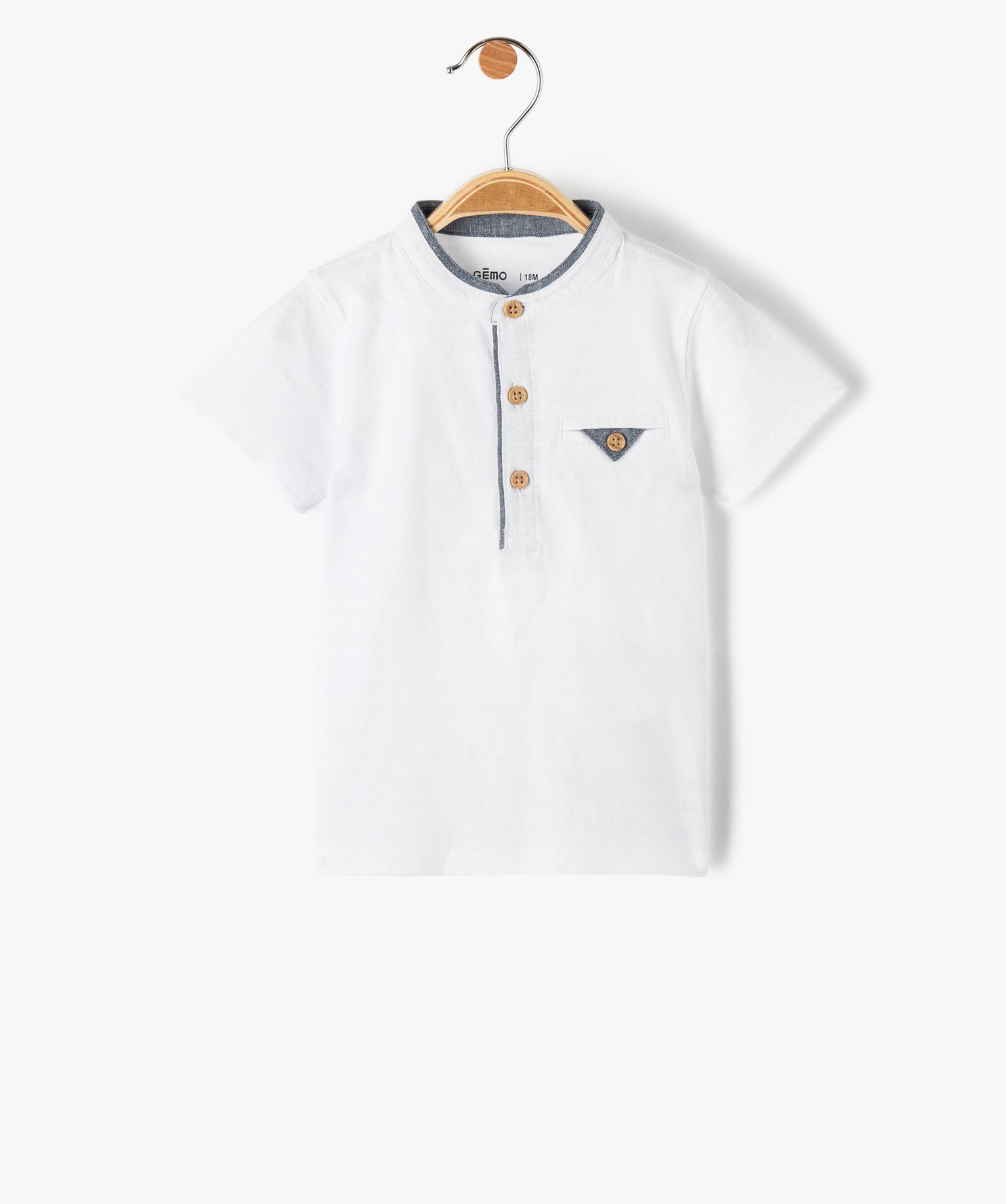 Polo bébé Garçon à col mao blanc | GEMO