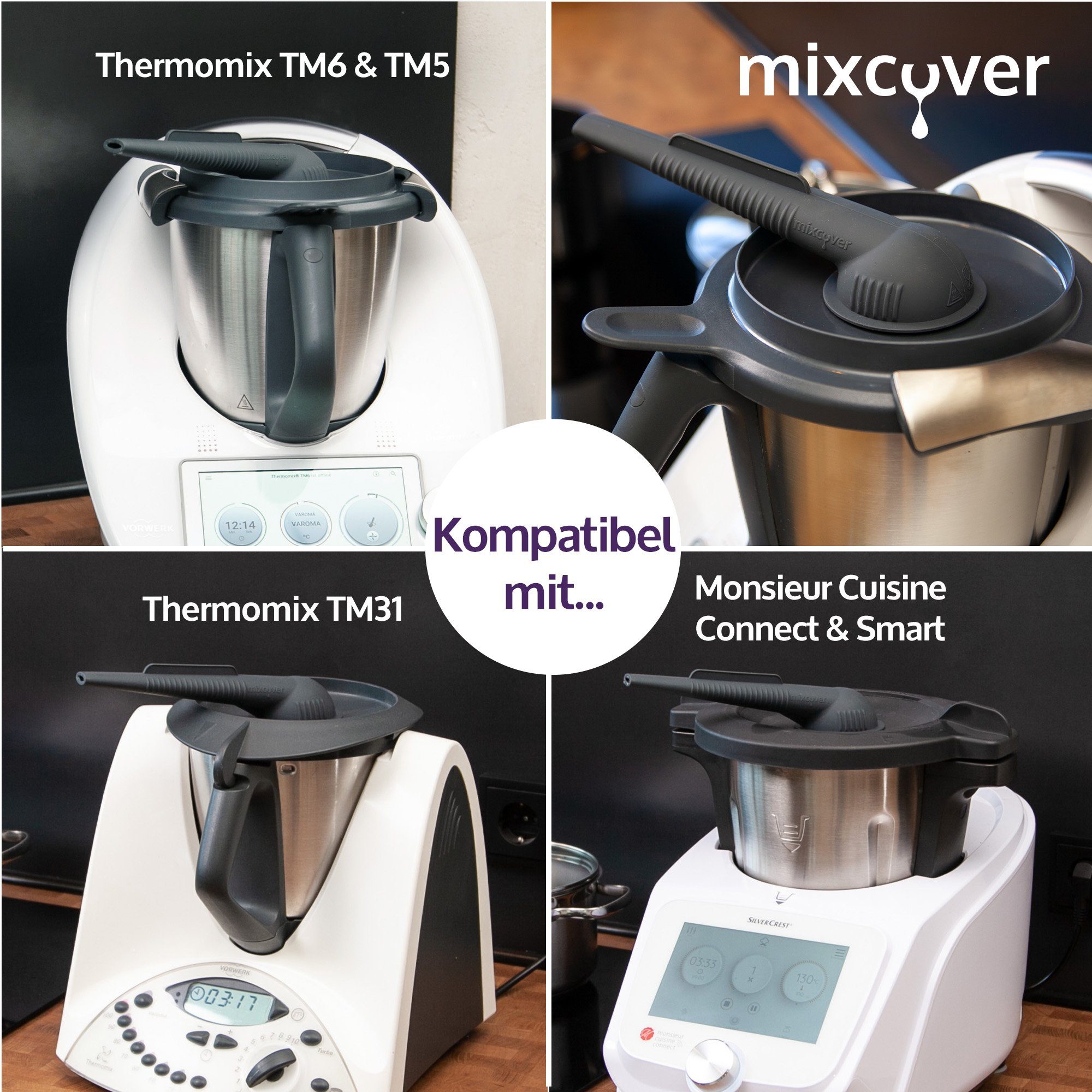 Küchenmaschine mit Kochfunktion mixcover Steamy Wasserdampf-Ableiter Dampfaufsatz Dunstabzug Möbelsch
