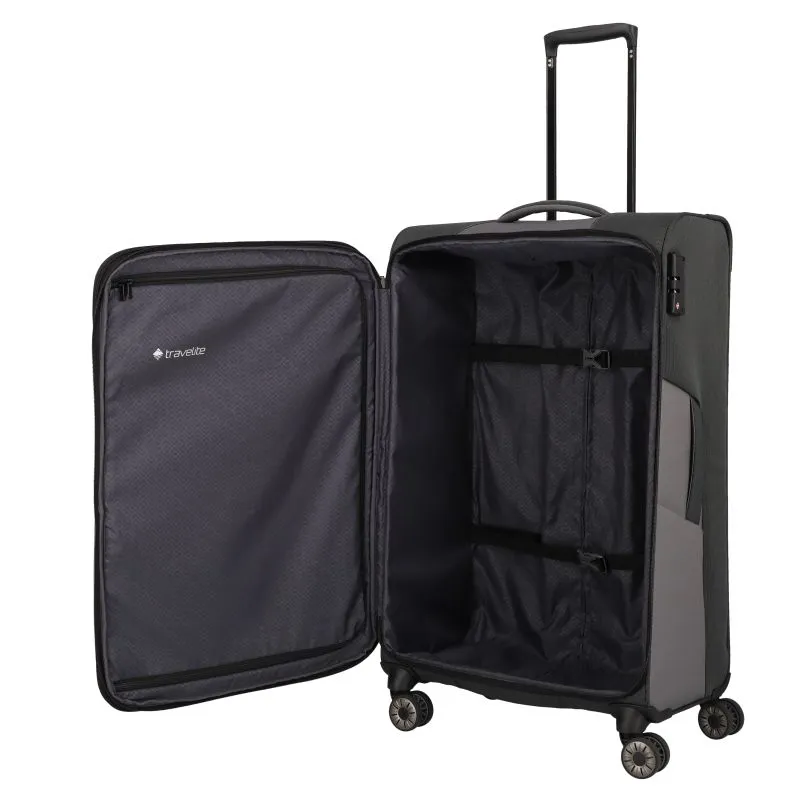 Travelite VIIA Kofferset 4 Rollen Größe L\/M\/S + Reisetasche - Schiefer