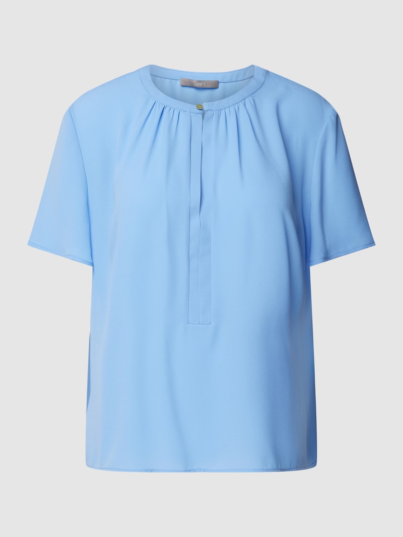 Bluse mit Schlüsselloch-Ausschnitt in bleu