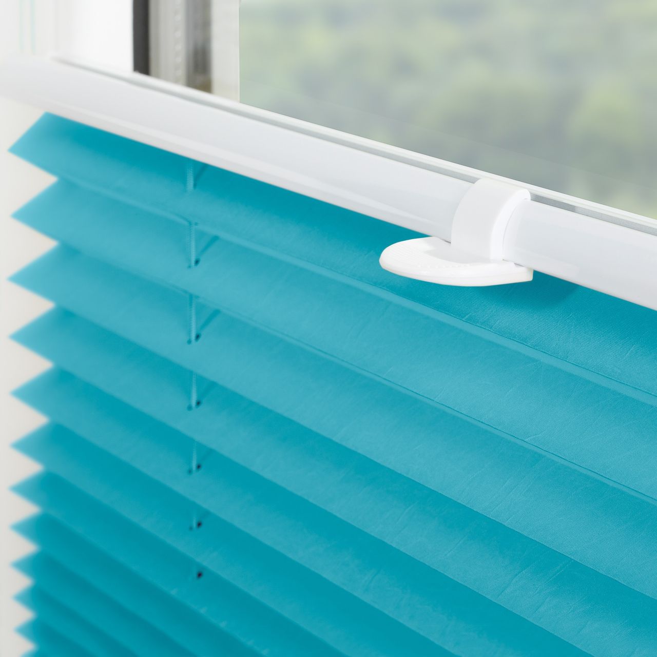 Lichtblick Plissee Klemmfix, ohne Bohren, verspannt - Blau, 70 cm x 130 cm (B x L)
