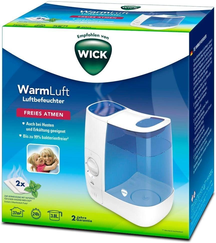 WICK Luftbefeuchter WH845 Warmluft-Befeuchter, 3,8 l Wassertank, bis zu 99 % bakterienfreie Feuchtigkeit