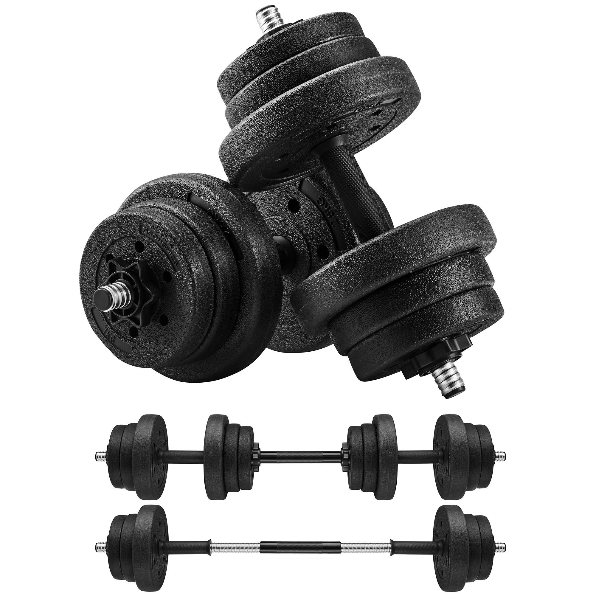 SONGMICS Hantel-Set, 2-in-1-Kurzhantel, 2x10/15 kg, für Zuhause, 1 Paar