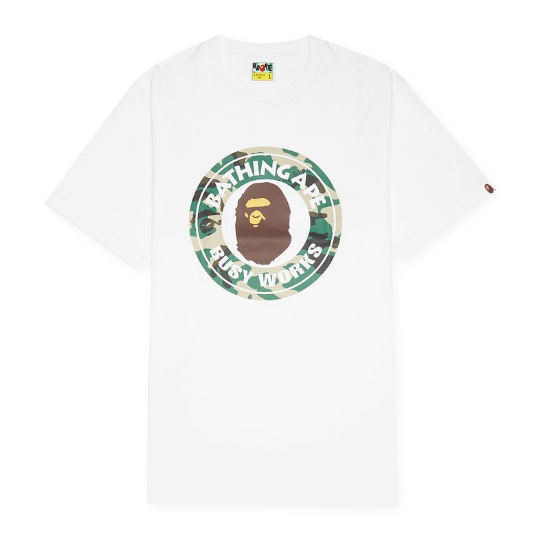 A Bathing Ape Woodland Camo Busy Works Tee M white